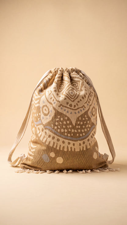 VARIANT-SAND Sand sea-turtle print drawstring beach bag
