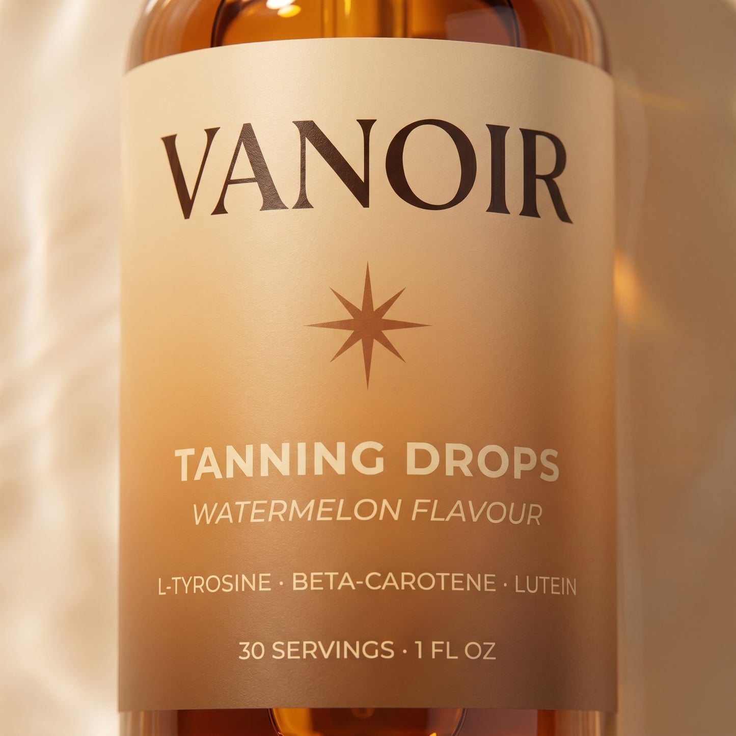Label detail macro showing VANOIR wordmark and ingredients