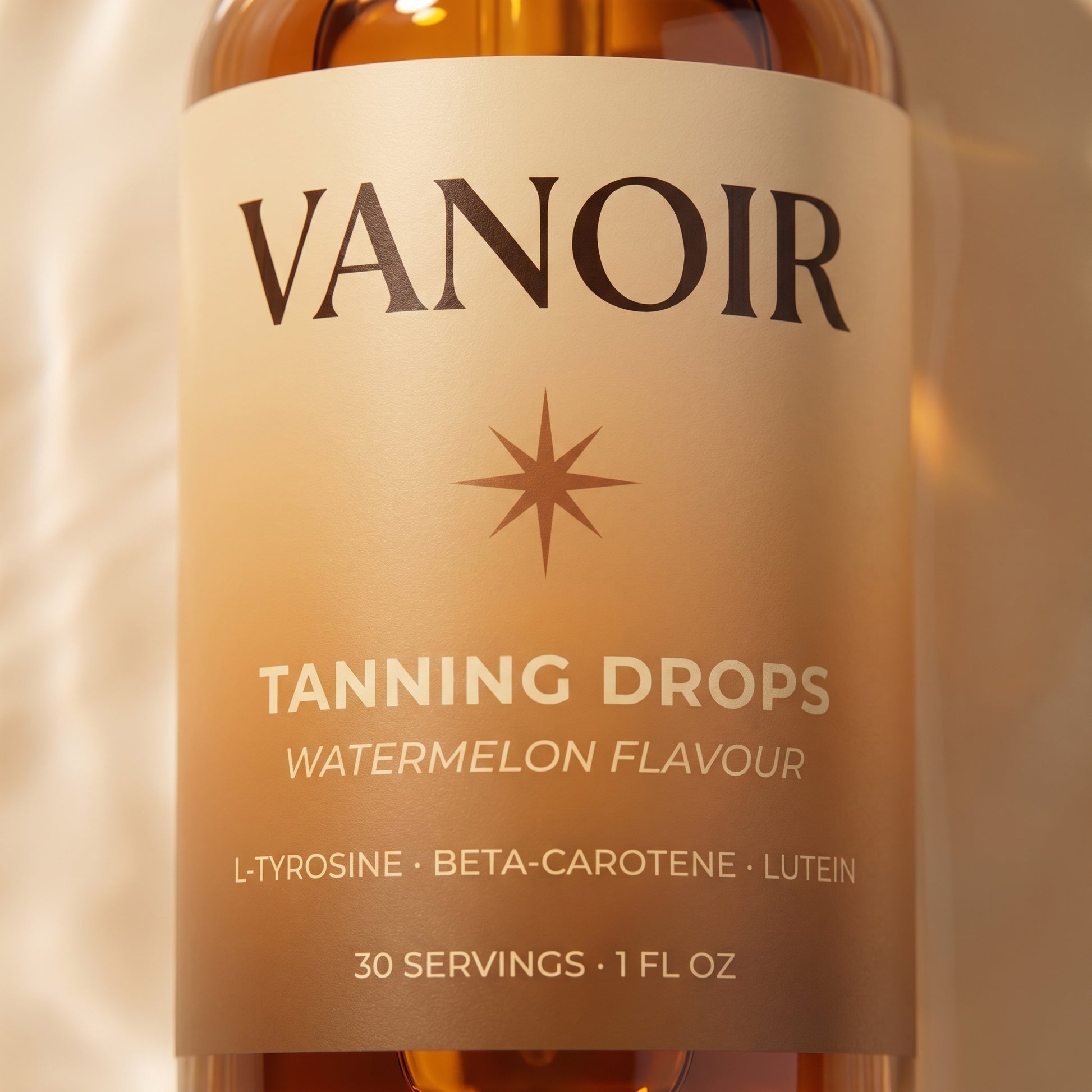Label detail macro showing VANOIR wordmark and ingredients