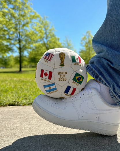 Footbag stalling on a sneaker