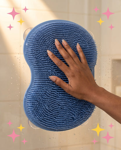 Hand pressing Cobalt mat against glass — suction-cup grip proof