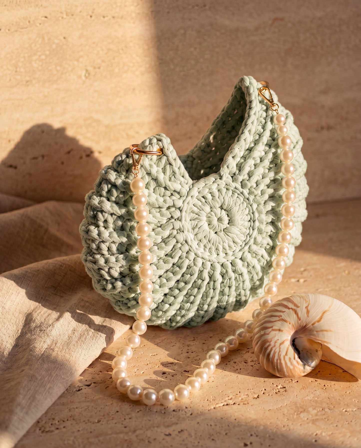 Vanoir Shell Bag in Sea Glass