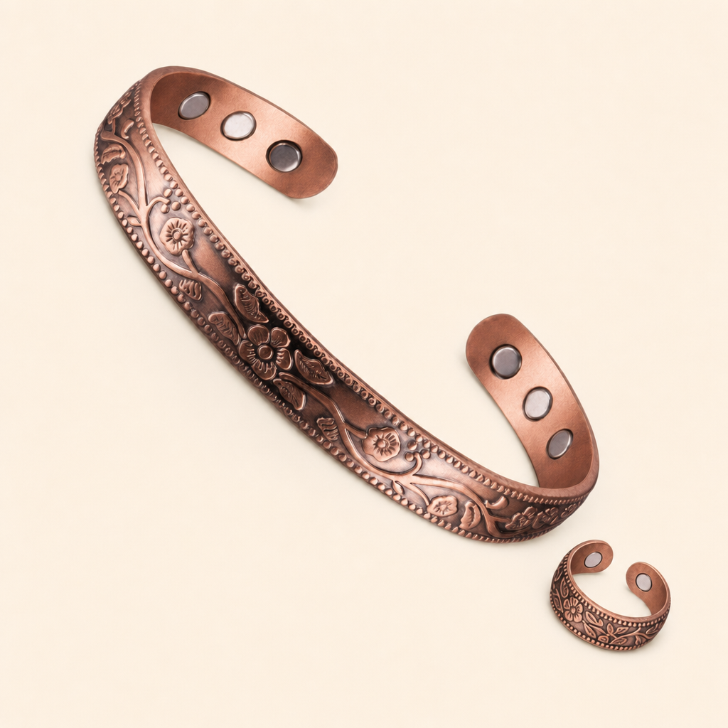 Vanoir CopperGrip copper bracelet with free matching copper ring
