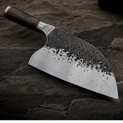Hammered tsuchime blade finish with water droplets