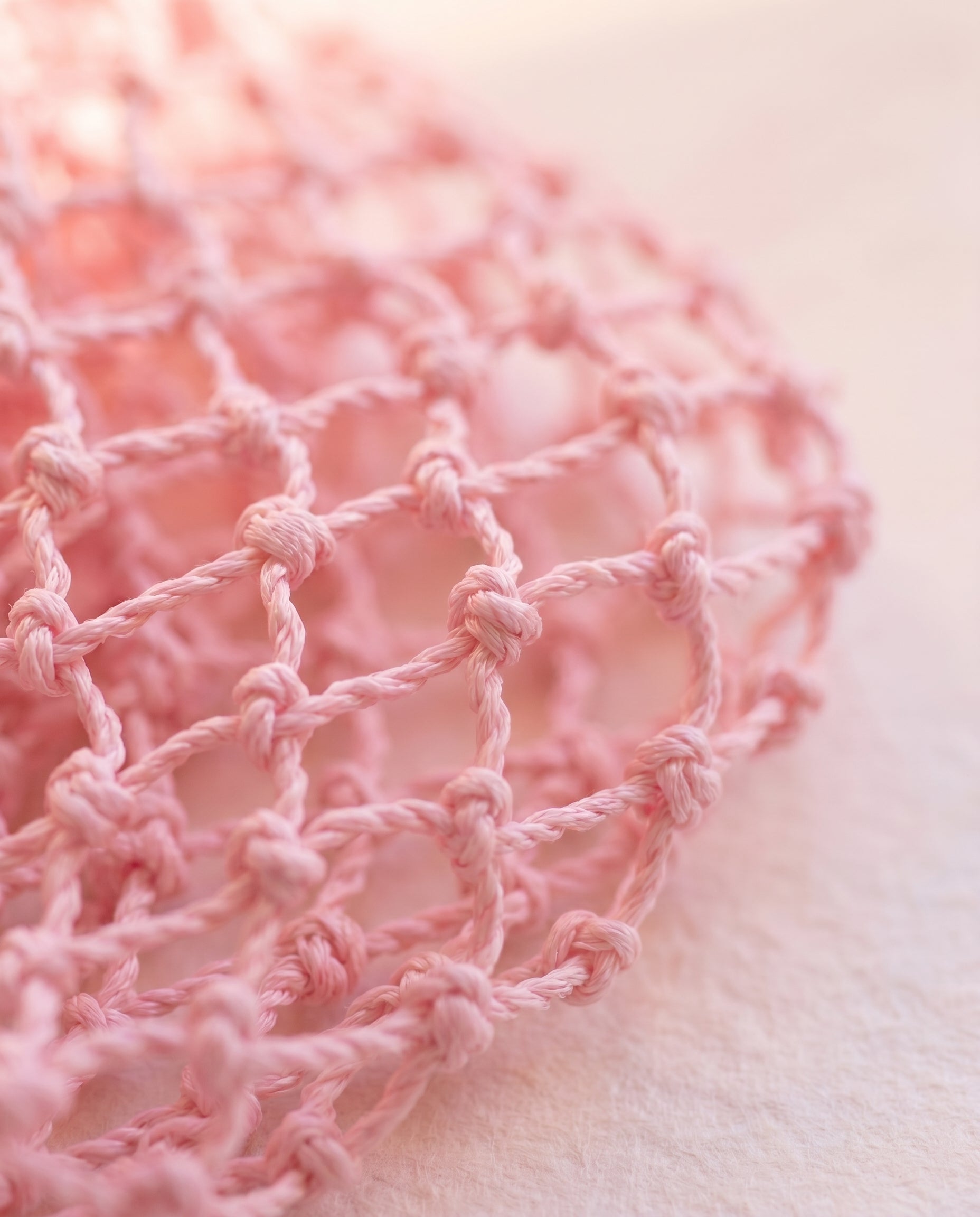 Knots-in-mesh macro — authentic hand-tied construction