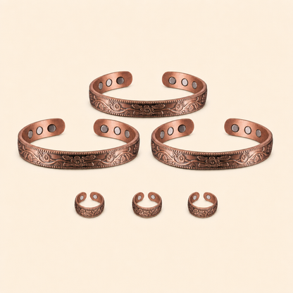 Vanoir CopperGrip - 3 bracelets + 3 free rings (buy 2 get 1 free)