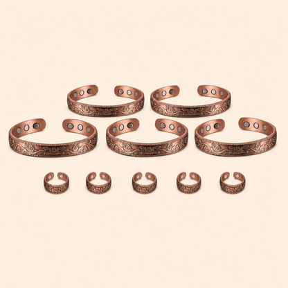 Vanoir CopperGrip - 5 bracelets + 5 free rings (buy 3 get 2 free)