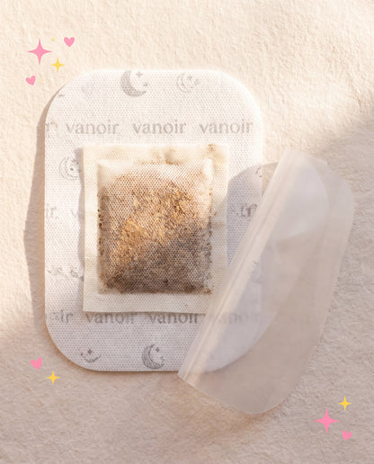 Single detox foot pad anatomy — white adhesive bandage with brown herbal sachet