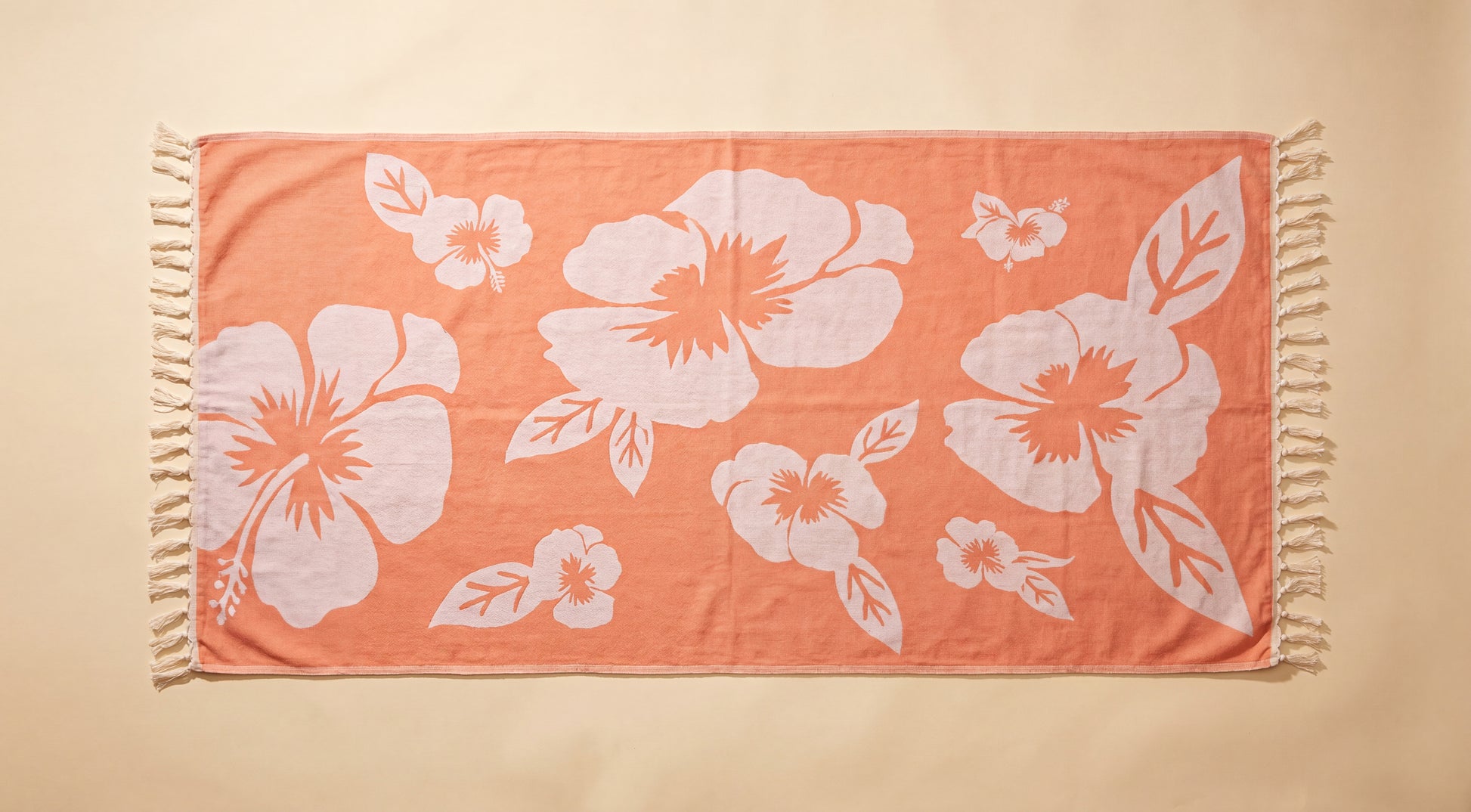 Coral print — full Turkish cotton beach towel