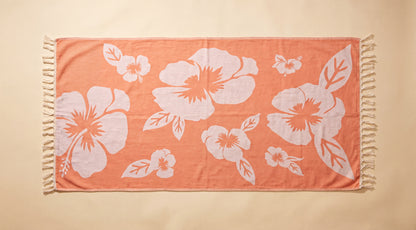 Coral print — full Turkish cotton beach towel