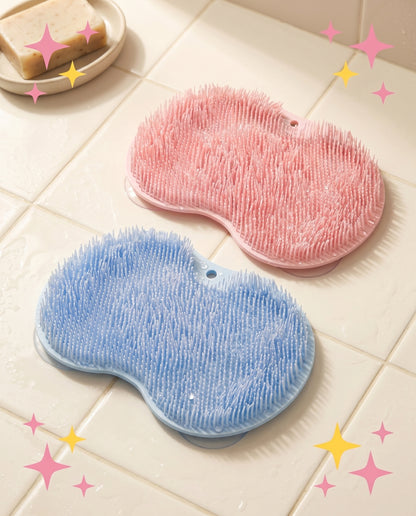 Both colors suction-cupped on shower floor