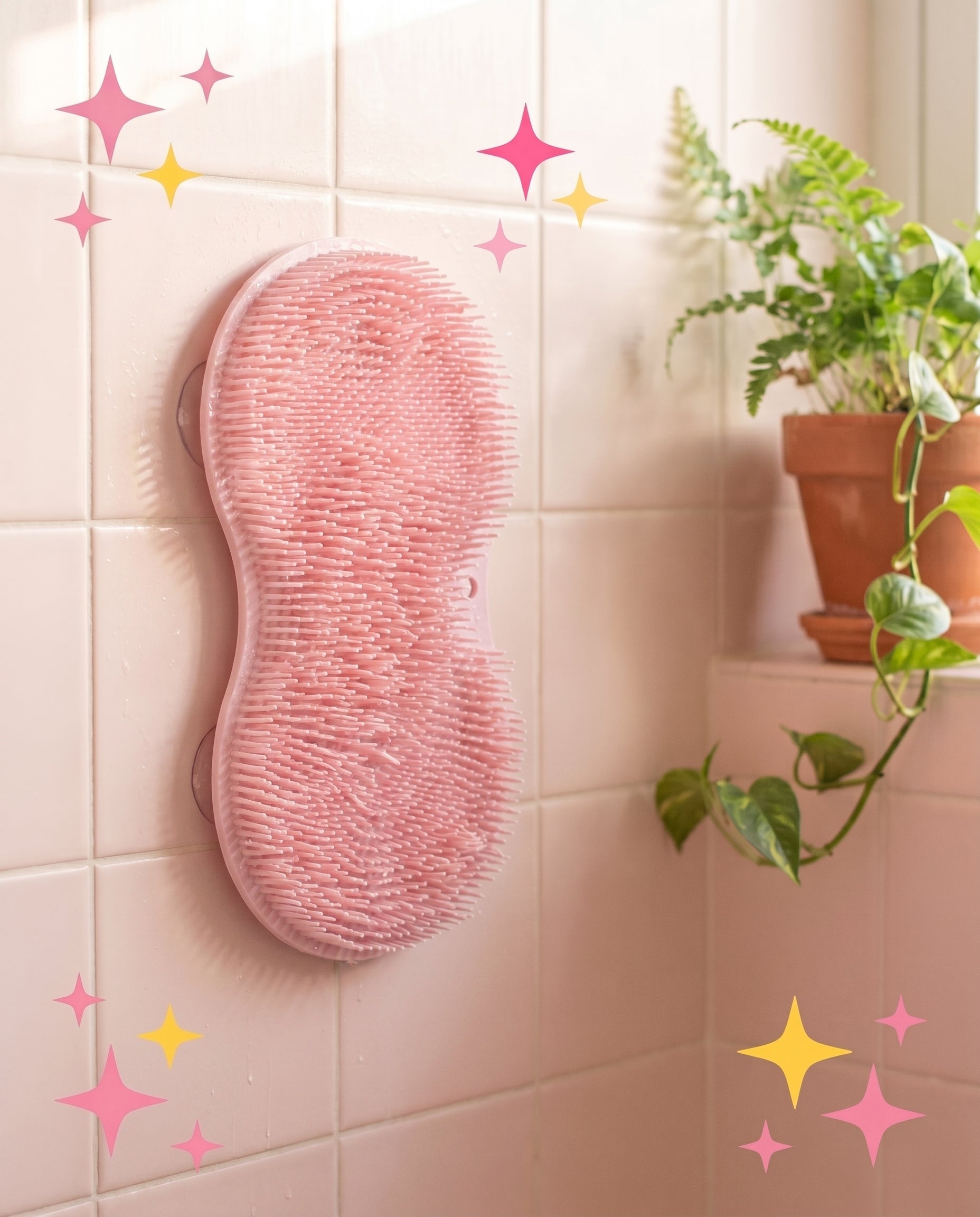Rose mat wall-mounted on bathroom tile — dual-use storage