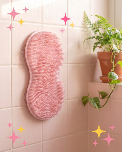 Rose mat wall-mounted on bathroom tile — dual-use storage